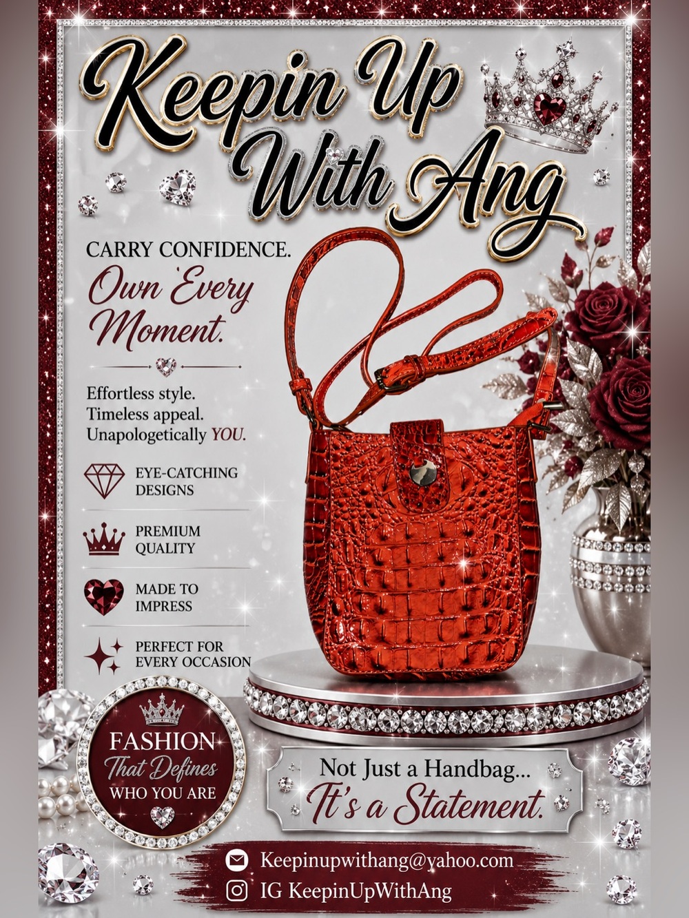Red Croc-Embossed Crossbody Bag